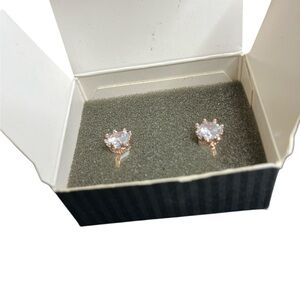 95 Avon Rose Gold Sparkling Crown Stud Earrings
